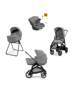 Aptica System Quattro - Crystal Grey - Passeggino + Culla Standup + Seggiolino Auto Darwin Recline EVO + Telaio Litio