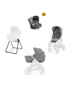 Aptica System Quattro - Crystal Grey- Seduta All Season + Culla Open Up + Standup + Seggiolino Auto Darwin