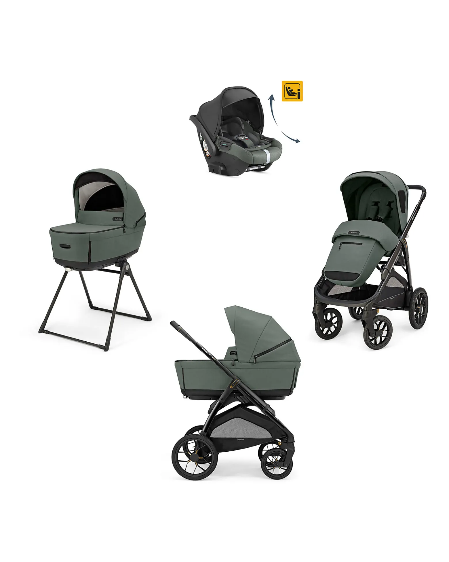 Aptica XT System Quattro - Taiga Green - Seduta All Season + Culla Open Up + Standup + Seggiolino Auto Darwin Recline