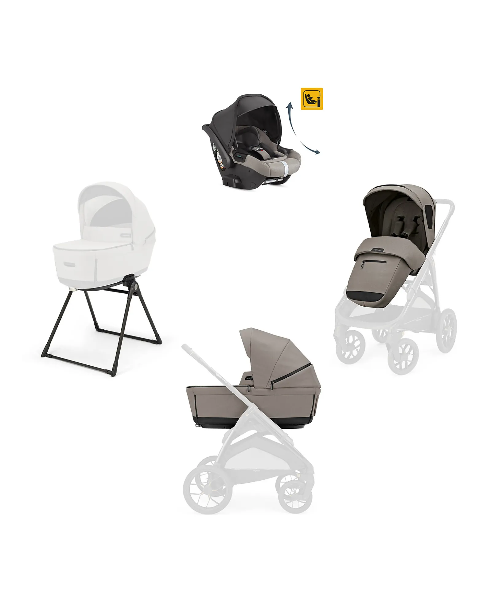 Aptica XT System Quattro - Tundra Beige - Seduta All Season + Culla Open Up + Standup + Seggiolino Auto Darwin Recline