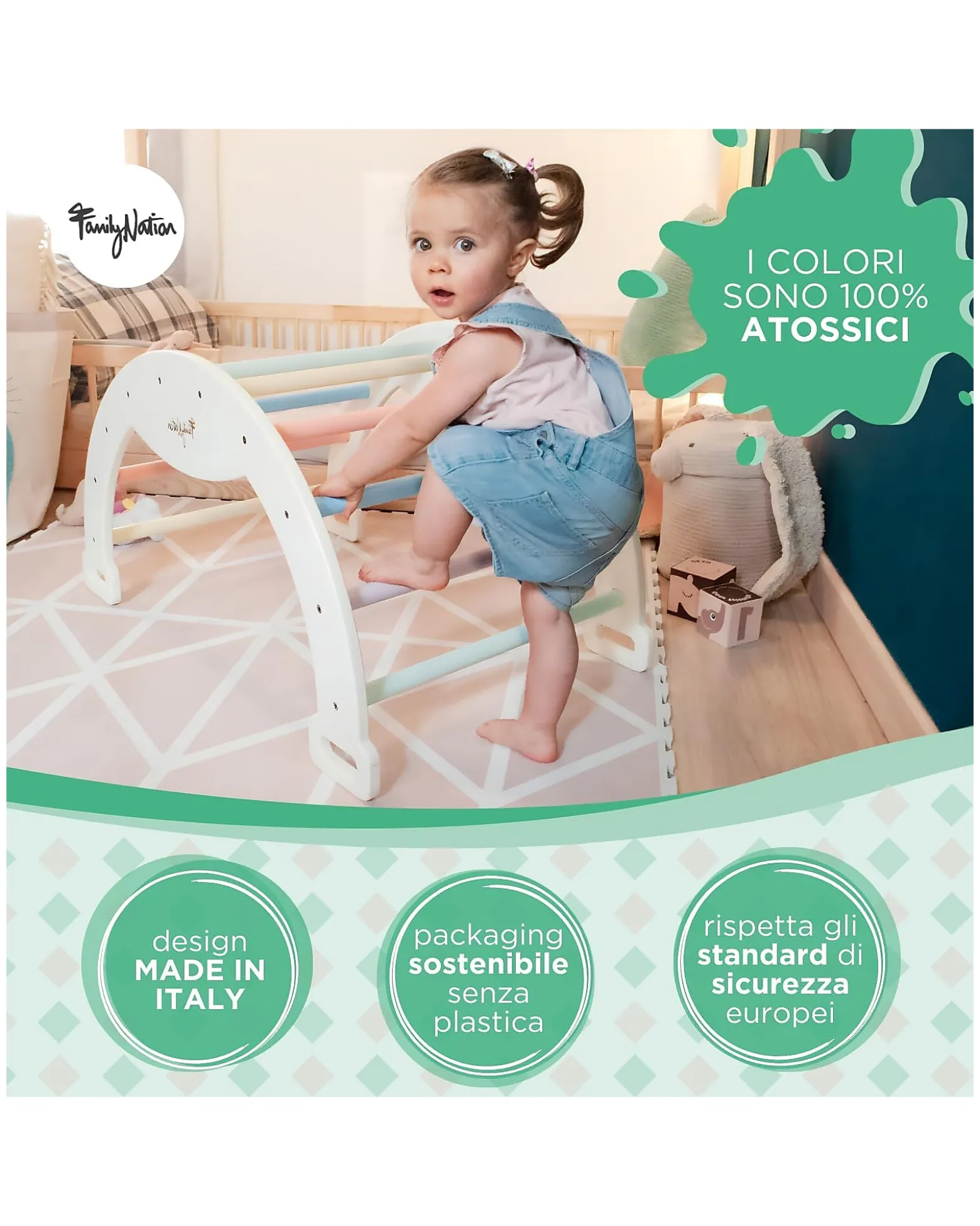 Arco Montessori Rainbow - Cotton Candy - Sviluppa Equilibrio e Agilità