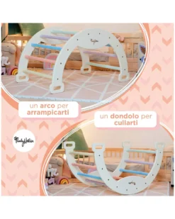 Arco Montessori Rainbow - Cotton Candy - Sviluppa Equilibrio e Agilità