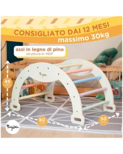 Arco Montessori Rainbow - Cotton Candy - Sviluppa Equilibrio e Agilità