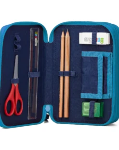 Astuccio Maxi Completo - 3 Zip e Tasca per Monete - Bearassic Garden - Blu