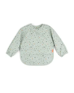 Bavaglio a Maniche Lunghe Impermeabile con Tasca - Happy Dots - Verde - Certificato Oeko-Tex