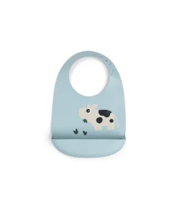 Bavaglio Impermeabile con Tasca - Tiny Farm - Blu - 100% Silicone