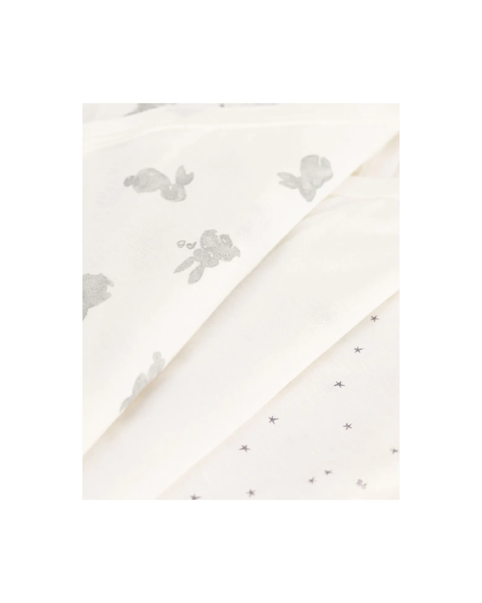 Body Kimono Manica Corta - Pacco da 3 - Bianco - Stelle/Conigli - 100% Cotone