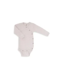 Body Kimono Manica Lunga con Automatici - Magnolia - Lana Vergine e Seta -Certificato GOTS