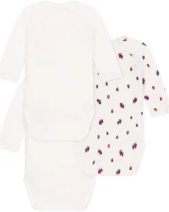 Body Kimono Manica Lunga - Pacco da 3 - Bianco - Barche a Vela - 100% Cotone Bio