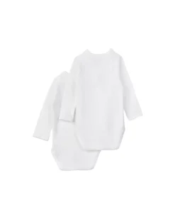 Body Kimono Manica Lunga - Pacco da 2 - Bianco - 100% Cotone