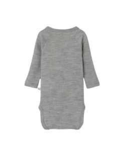 Body Maniche Lunghe a Costine - Grigio Melange - Cotone Bio