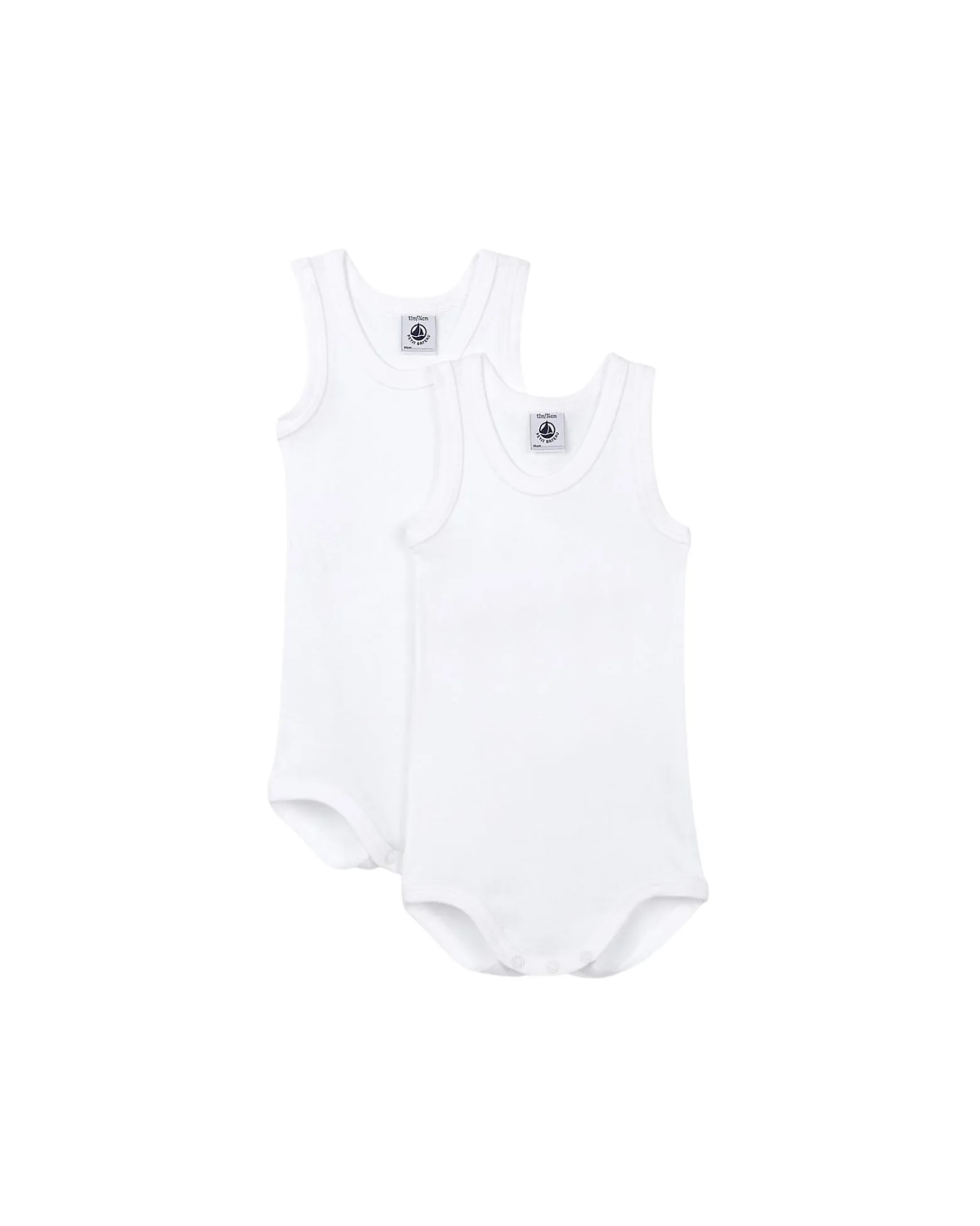 Body Senza Maniche, Pacco da 2 - Bianco - 100% Cotone