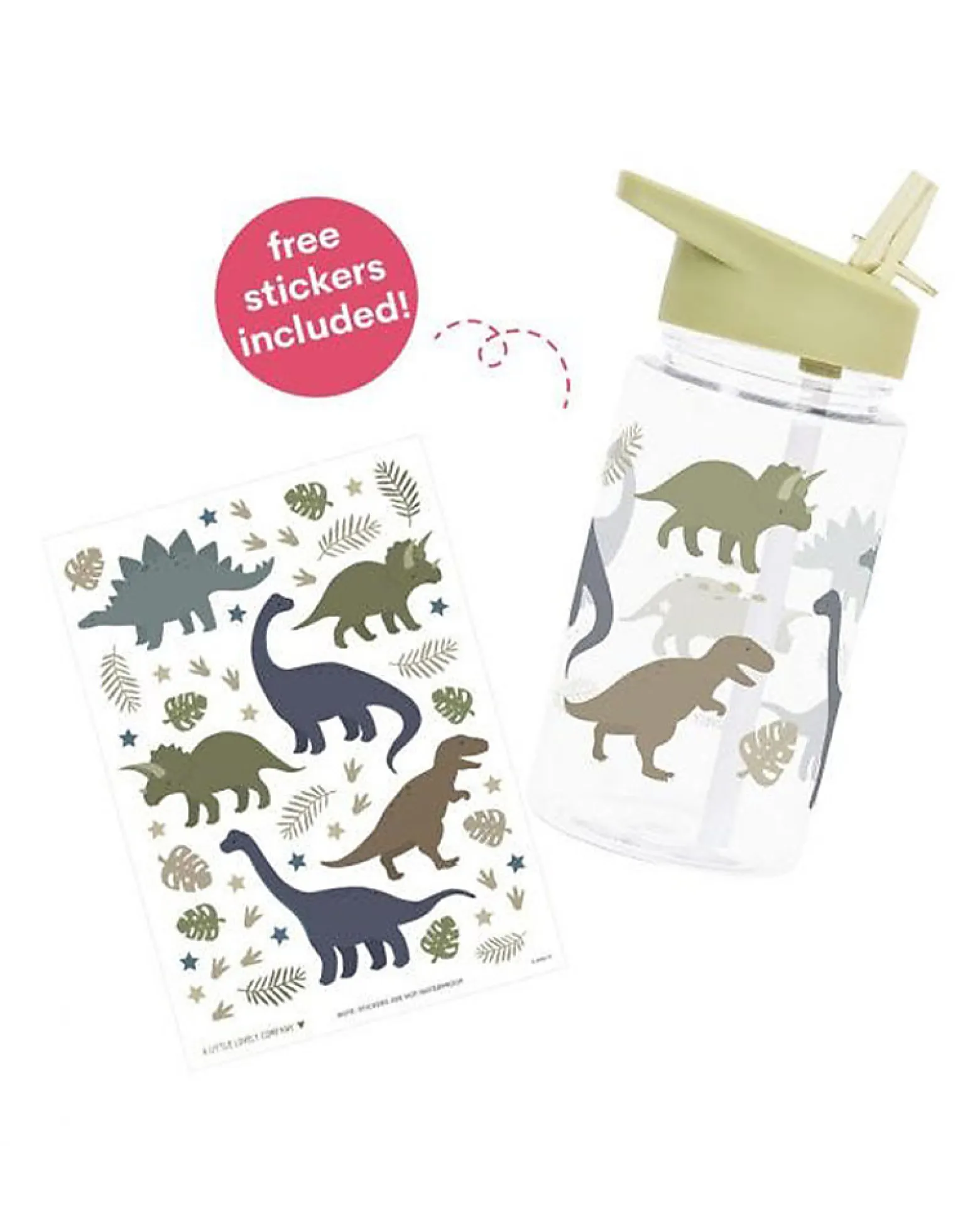 Borraccia con Cannuccia 450 ml - Dinosauri - Senza BPA!