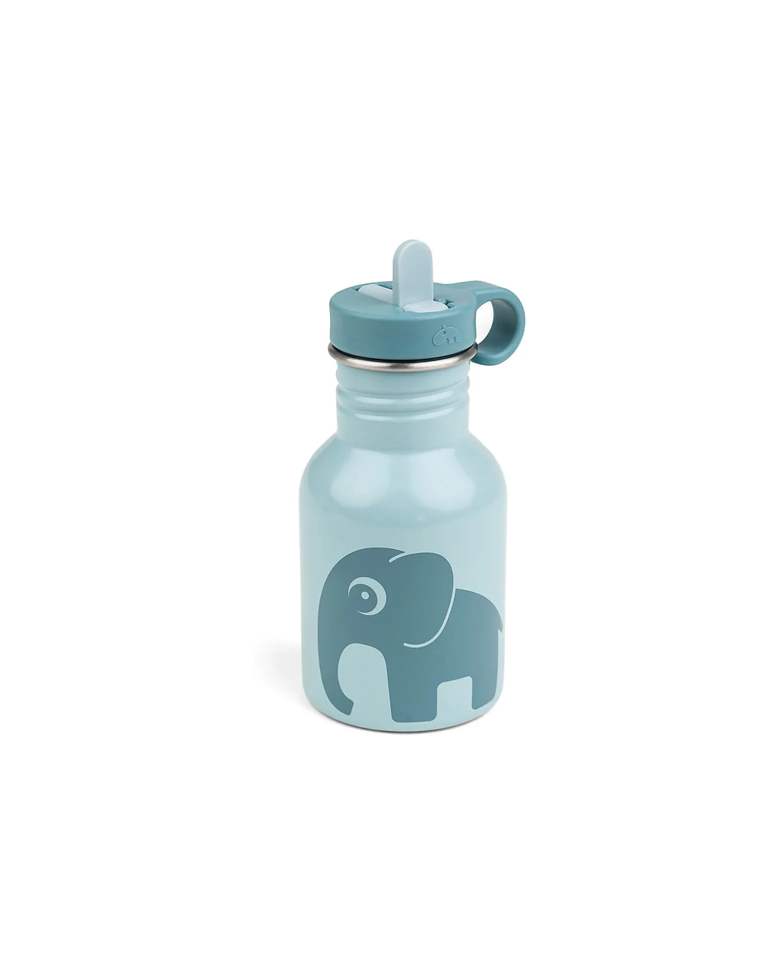 Borraccia in Metallo 350 ml - Elefante - Blu - con Cannuccia a Scomparsa!