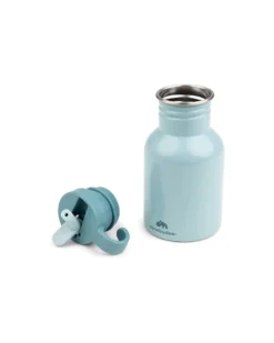 Borraccia in Metallo 350 ml - Elefante - Blu - con Cannuccia a Scomparsa!