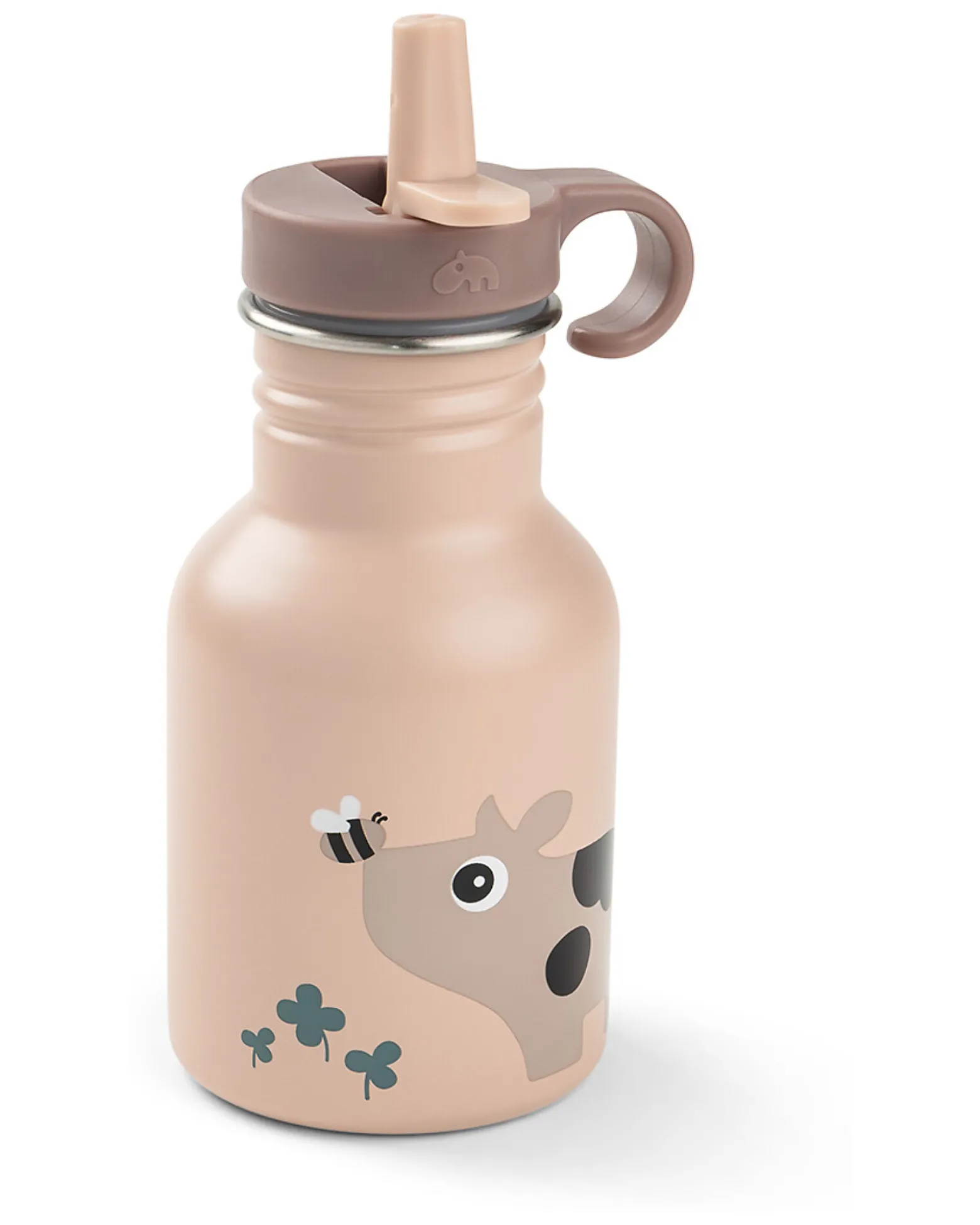 Borraccia in Metallo 350 ml - Tiny Farm - Cipria - con Cannuccia a Scomparsa! - 12m+