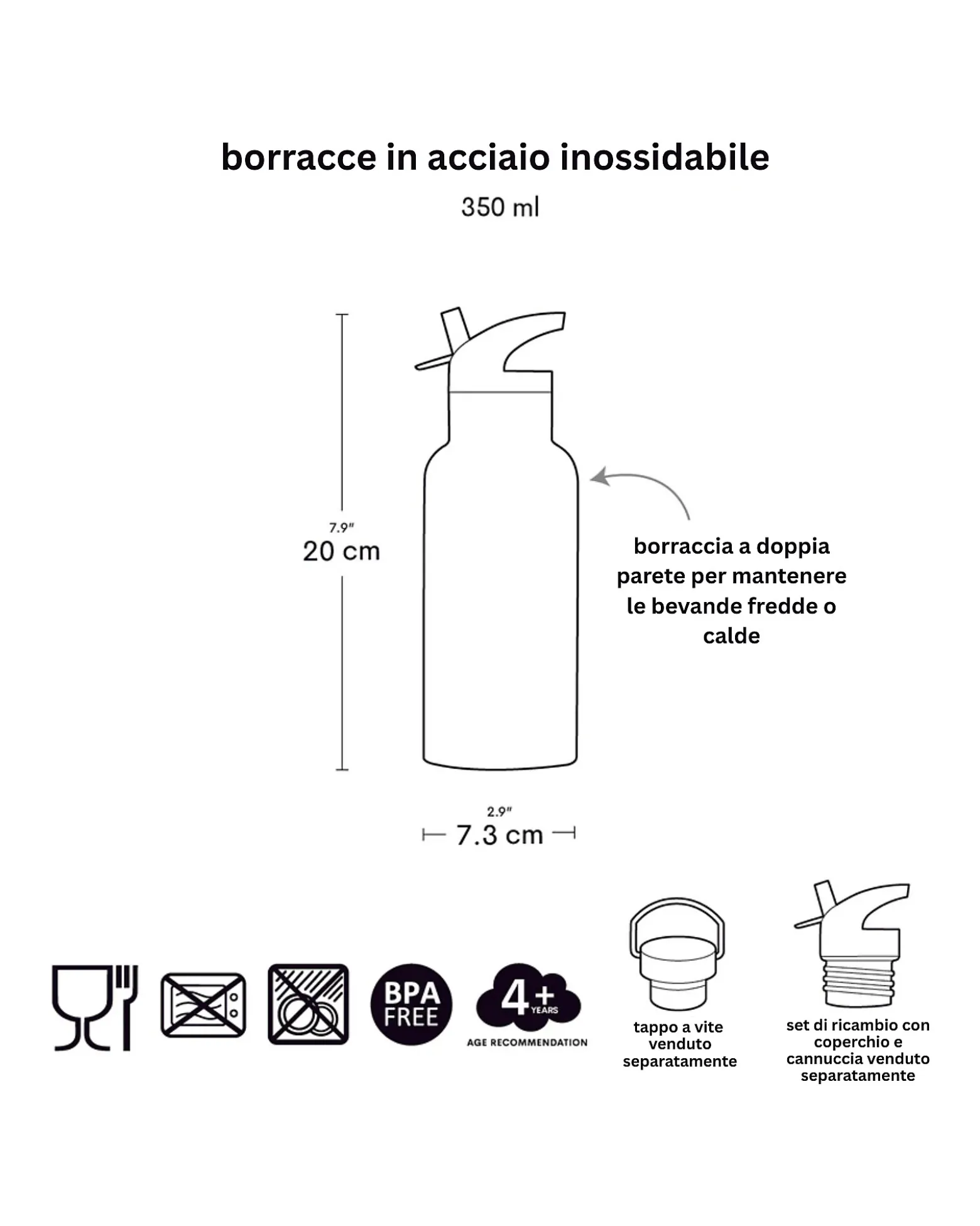 Borraccia Termica in Acciaio Inossidabile - 350 ml - Gioia