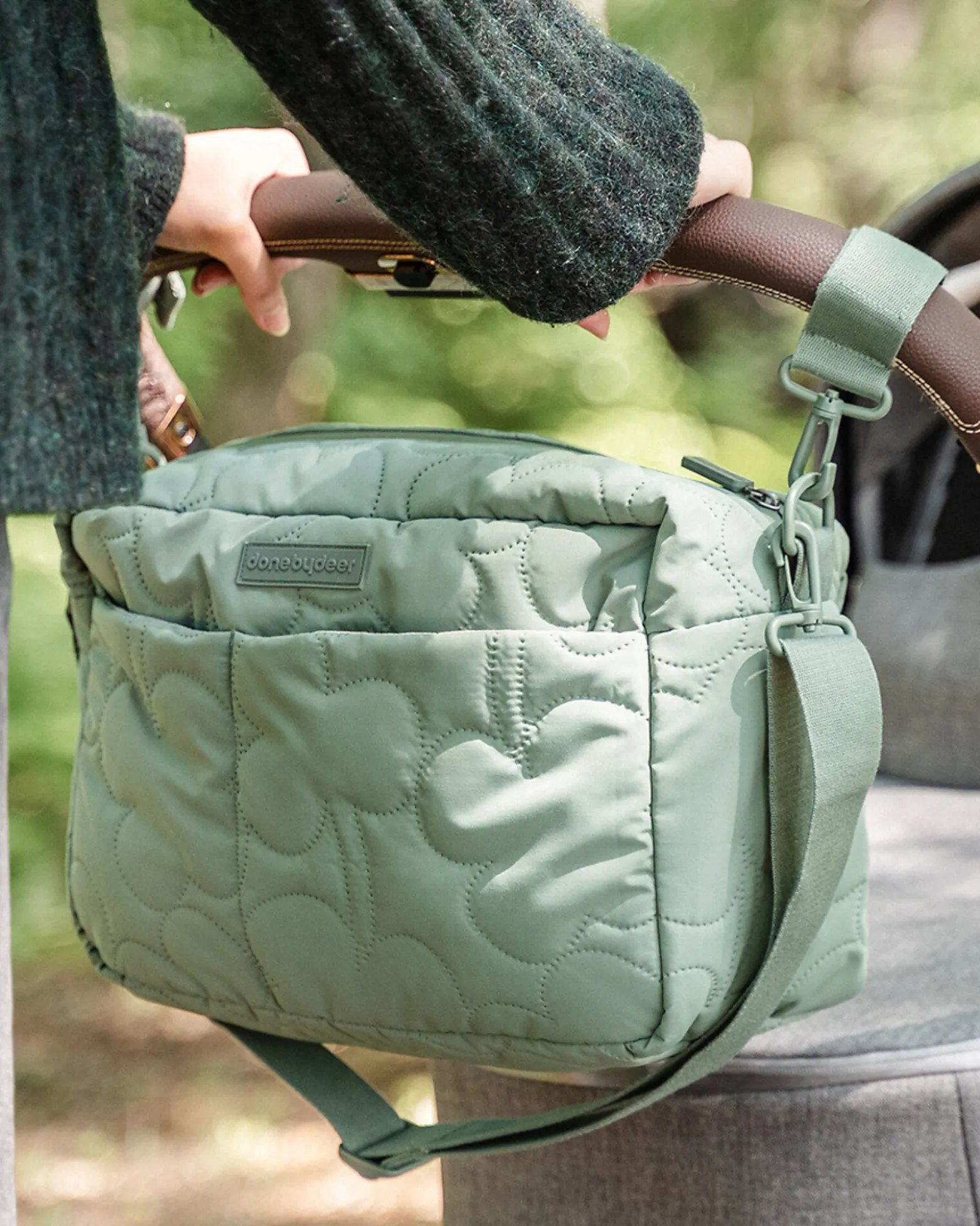 Borsa Cambio Passeggino Trapuntata - Verde - 12 L - Fatta con Bottiglie di Plastica Riciclata