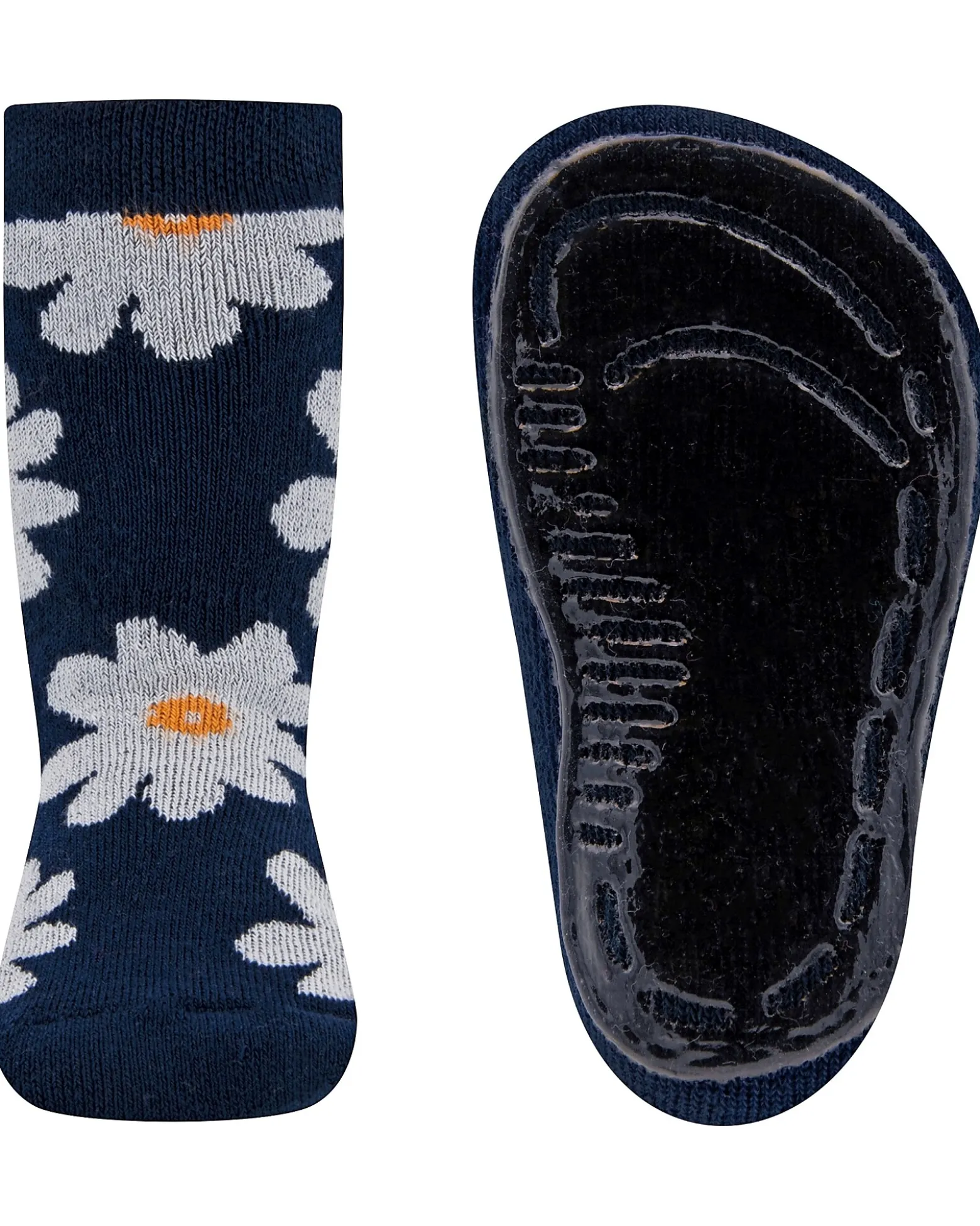 Calzini Antiscivolo SoftStep - Fiori - Navy -Cotone