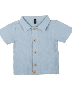 Camicia con Botton - Azzurro - 100% Cotone Bio Certificato GOTS
