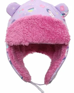 Cappello Aviatore Idrorepellente e Antivento - Unicorno Lilla - Morbido Tessuto Sherpa