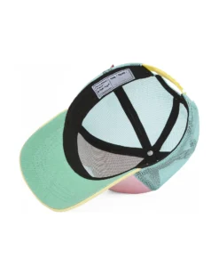 Cappello con Visiera Mini Poppy - Rosa Giallo e Turchese - Cotone Bio