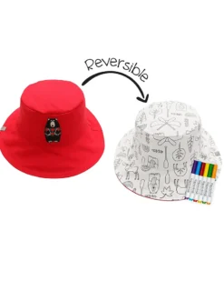 Cappello Estivo Reversibile da Colorare con Pennarelli - 100% Cotone - Orso