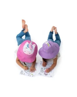 Cappello Estivo Reversibile Anti-UV SPF 50+ - Unicorno+Stella - 100% Cotone