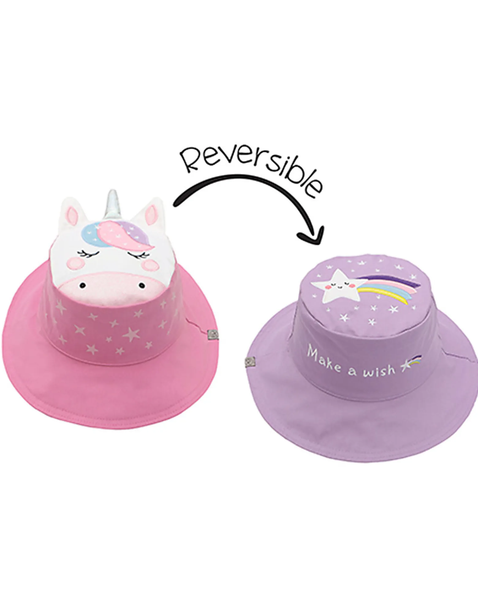 Cappello Estivo Reversibile Anti-UV SPF 50+ - Unicorno+Stella - 100% Cotone