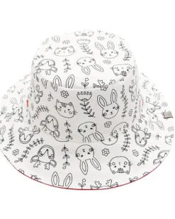 Cappello Estivo Reversibile da Colorare con Pennarelli - 100% Cotone - Coniglietto