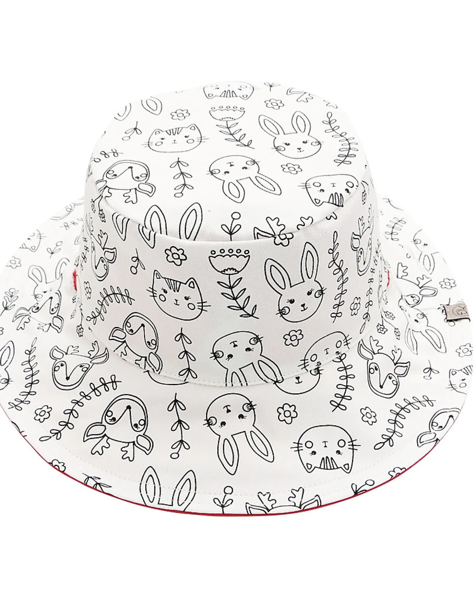 Cappello Estivo Reversibile da Colorare con Pennarelli - 100% Cotone - Coniglietto