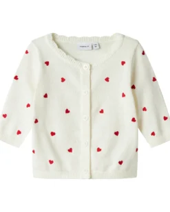 Cardigan con Bottoni - Fragole - Bianco - Cotone Bio