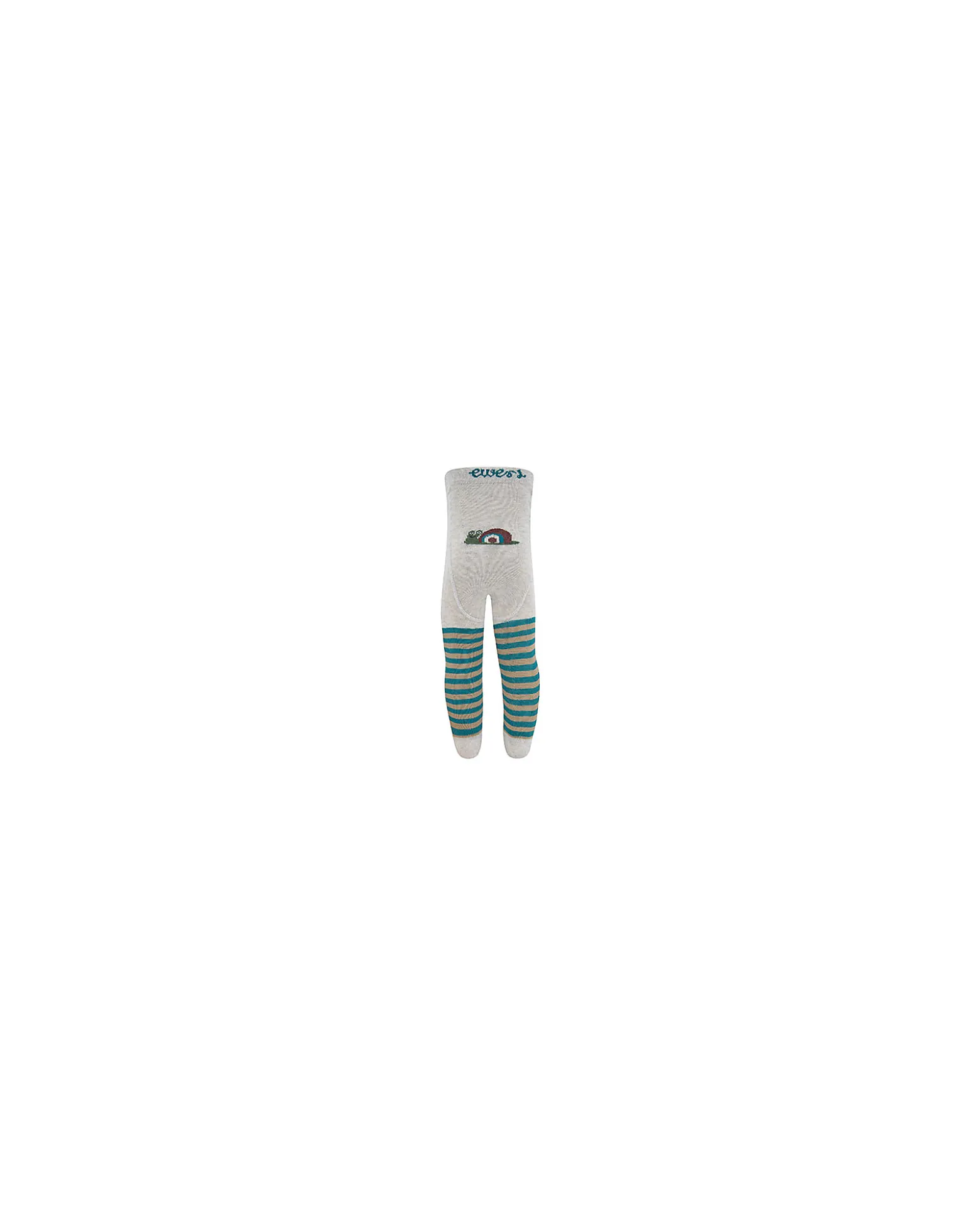 Collant In Cotone Bio Elasticizzato - a Righe con Lumaca - Grigio - Certificato GOTS