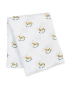 Copertina Swaddle 100x100 cm - Cavallo a Dondolo - 100% Mussola di Cotone