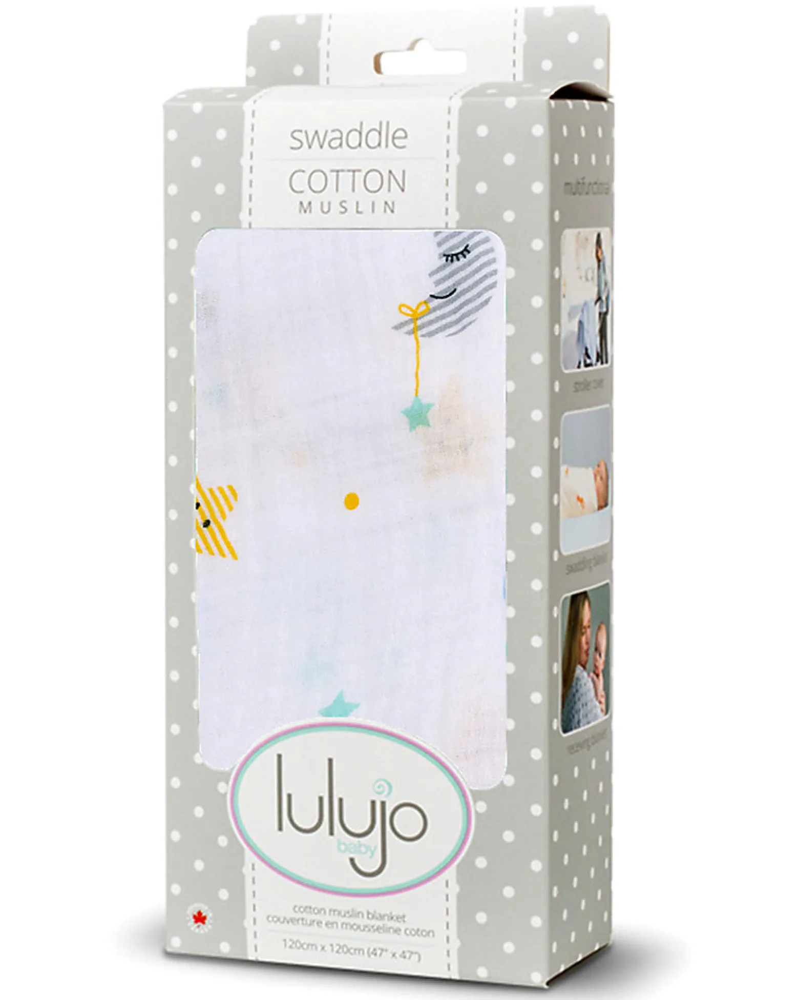 Copertina Swaddle 120 x 120 cm, Dreamland - 100% mussola di cotone