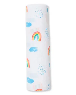 Copertina Swaddle 120 x 120 cm, Rainbow Sky - 100% mussola di cotone
