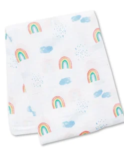 Copertina Swaddle 120 x 120 cm, Rainbow Sky - 100% mussola di cotone