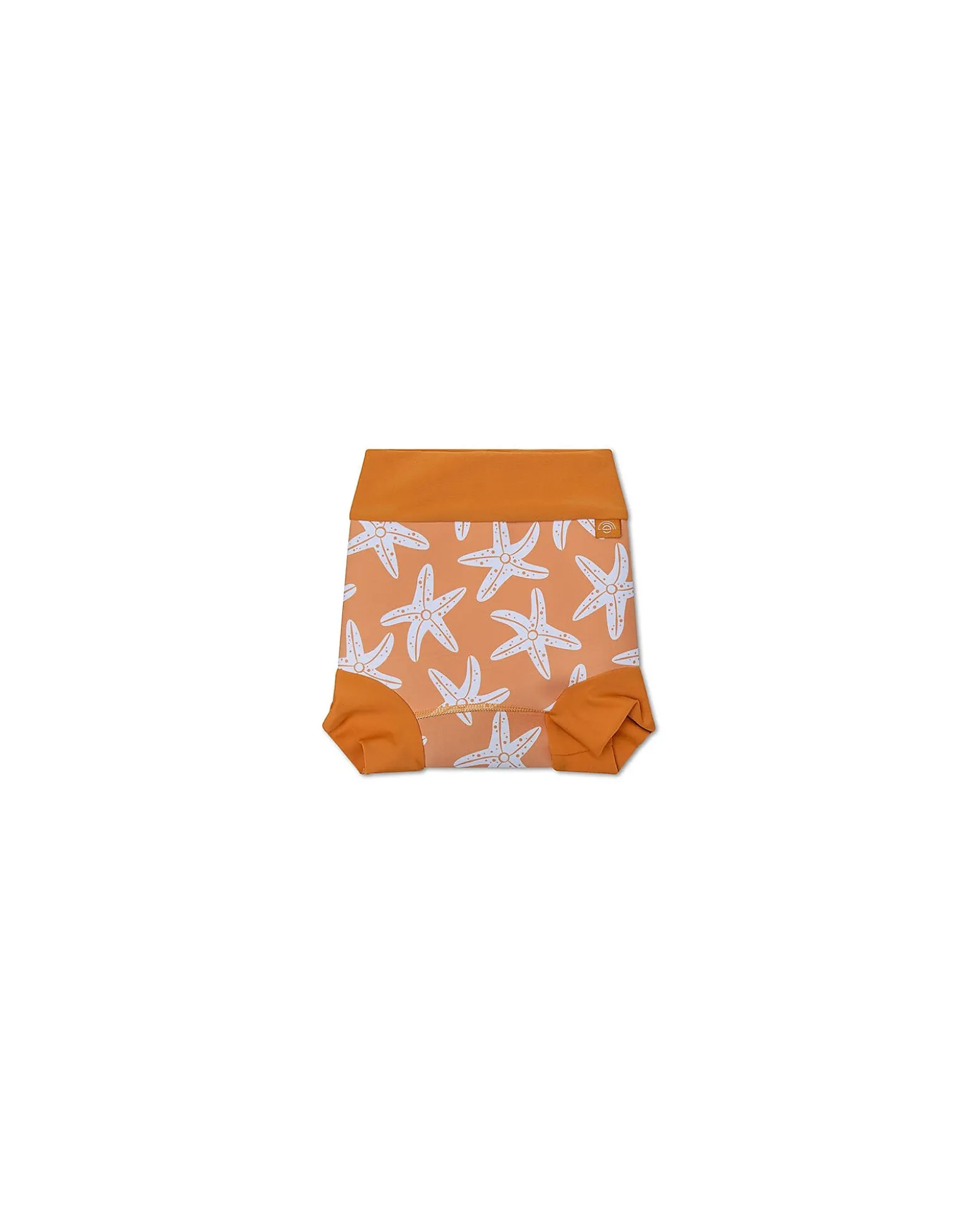 Costumino Contenitivo con Volant - Arancione - Stelle Marine - Tessuto UPF 50+