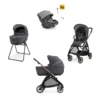 Electa System Quattro - Garage Grey - Passeggino + Culla Standup + Seggiolino Auto Darwin Recline EVO + Telaio Bronze Black
