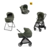 Electa System Quattro - Loft Green - Passeggino + Culla Standup + Seggiolino Auto Darwin Infant I-Size + Telaio Iron Black