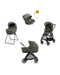 Electa System Quattro - Loft Green - Passeggino + Culla Standup + Seggiolino Auto Darwin Recline EVO + Telaio Iron Black