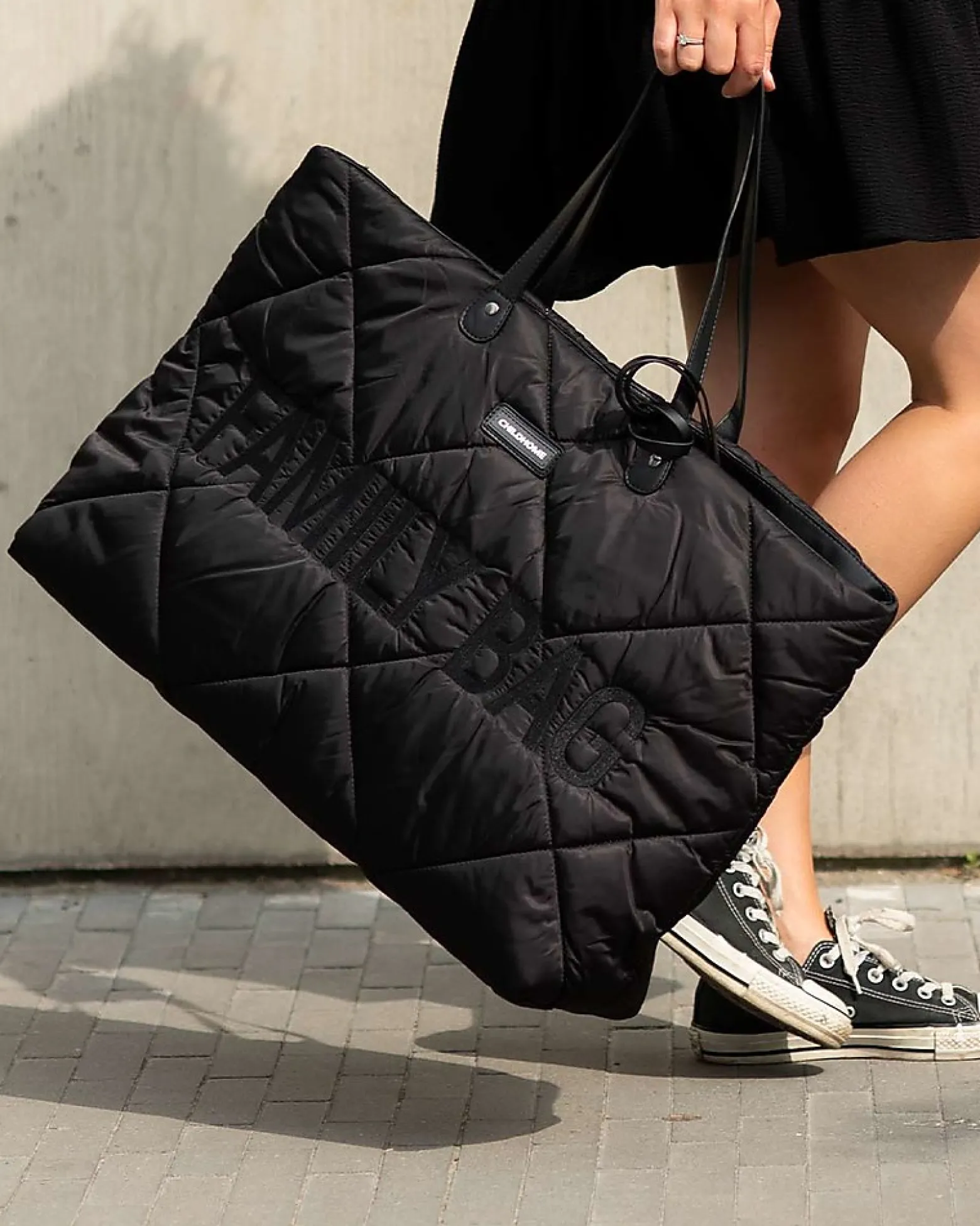 Family Bag Trapuntata - Borsa Weekend - 55 x 18 x 40 cm - Nero