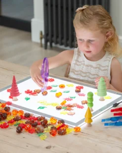 Foglie e Semi Traslucidi - Rosso/Giallo/Arancione/Marrone/Verde - da 3 Anni - Per Lavagna Luminosa
