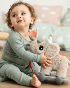 Gioco da Tirare 2-in-1 Elphee - Sabbia - Usalo con il Vagone o Come Peluche! - 12m+