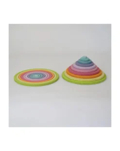 Gioco in Legno Anelli e Cerchi Concentrici - Pastello - 20 pezzi