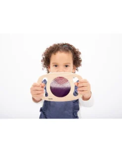 Gioco Sensoriale in Legno di Gomma FSC - Easy Hold - con Pannello Glitterato - Viola - 12m+