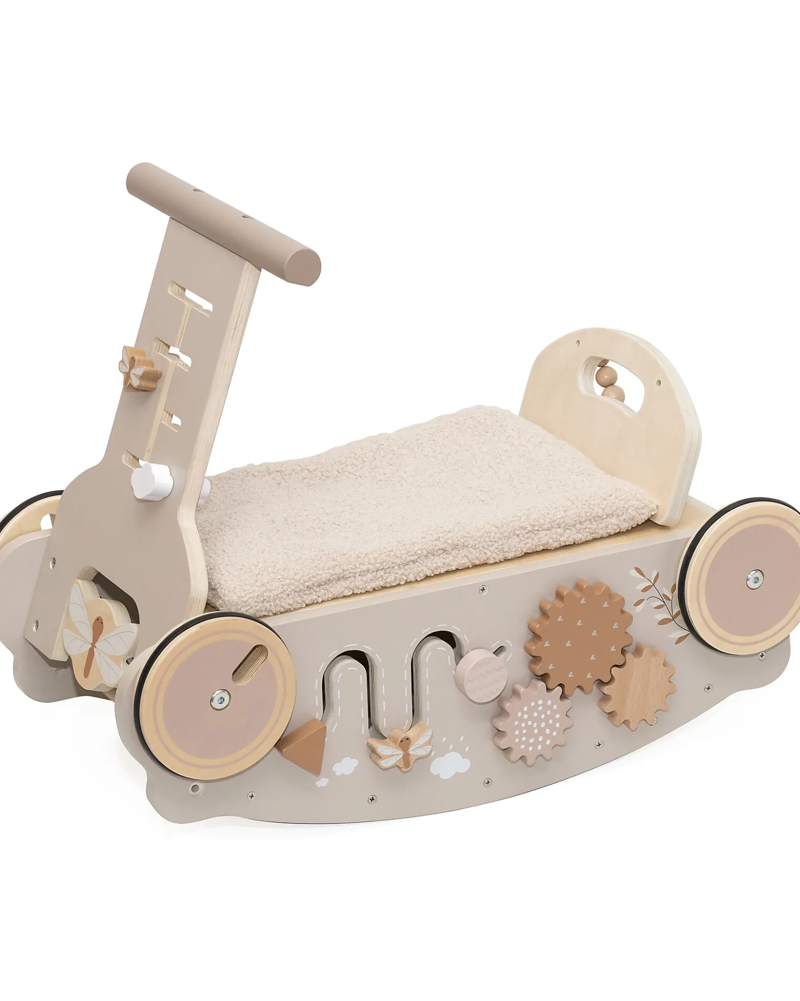 3 in 1 Dondolo Girello e Macchina - Nocciola - Legno FSC - 2+ Anni