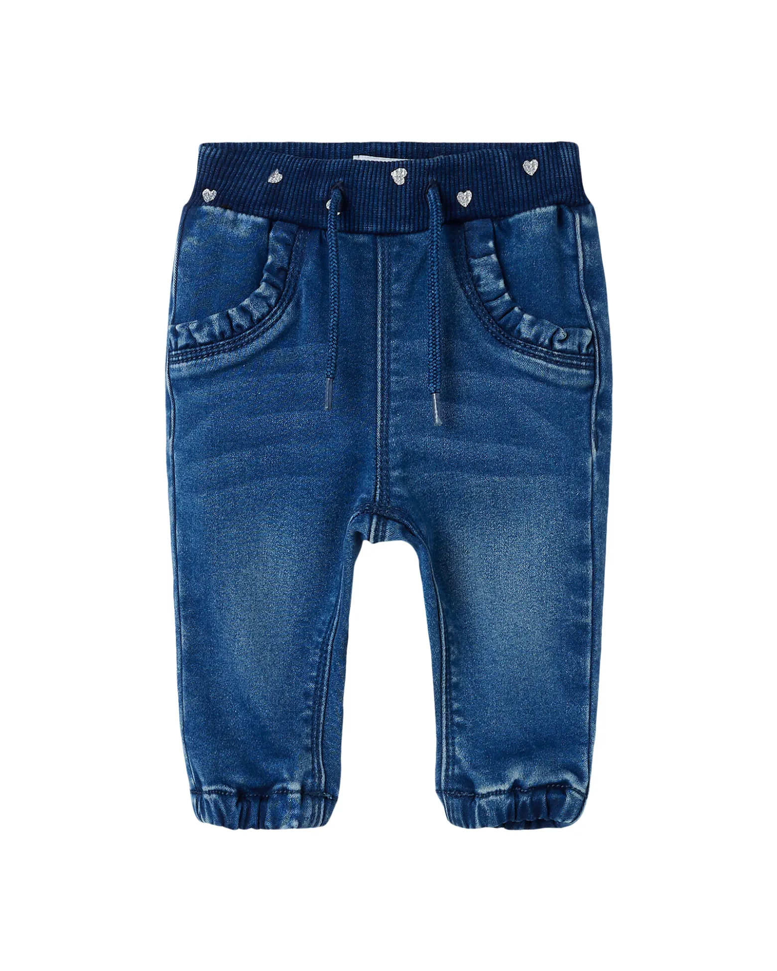 Jeans con Coulisse - Medium Blue Denim - Cuori - Cotone Bio