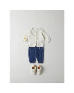Jeans - Dark Blue Denim - Tasche Frontali con Volant e Ricamo