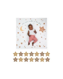 Kit Primo Anno Written in the Stars - Copertina Swaddle in Mussola di Cotone + 14 Cards - Per I Bebè più Social